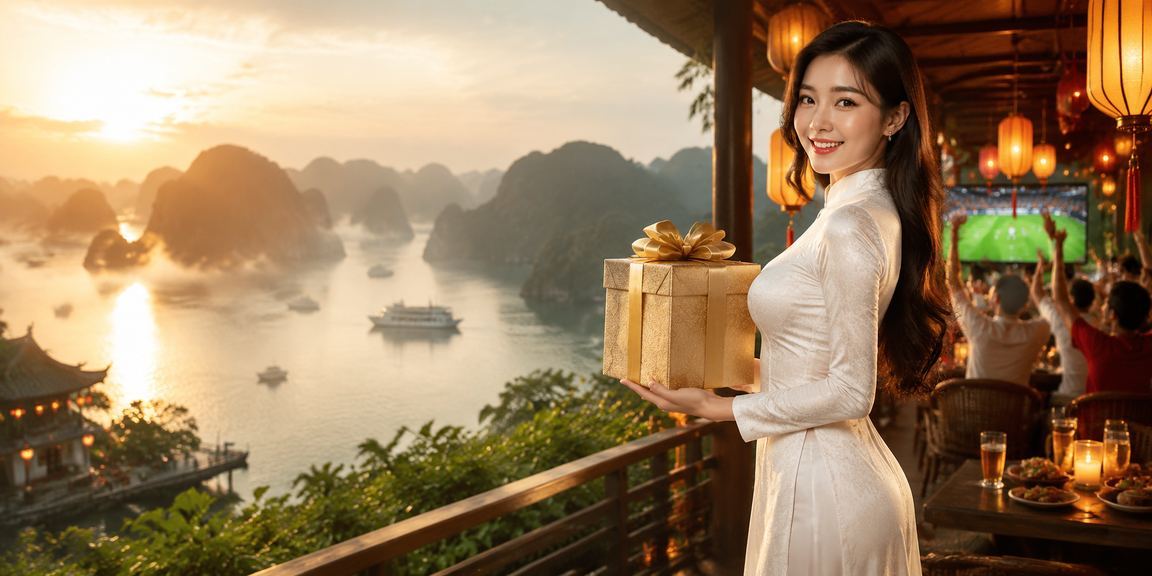 Cô gái áo dài tại Hội An cầm điện thoại đăng ký tài khoản cá cược